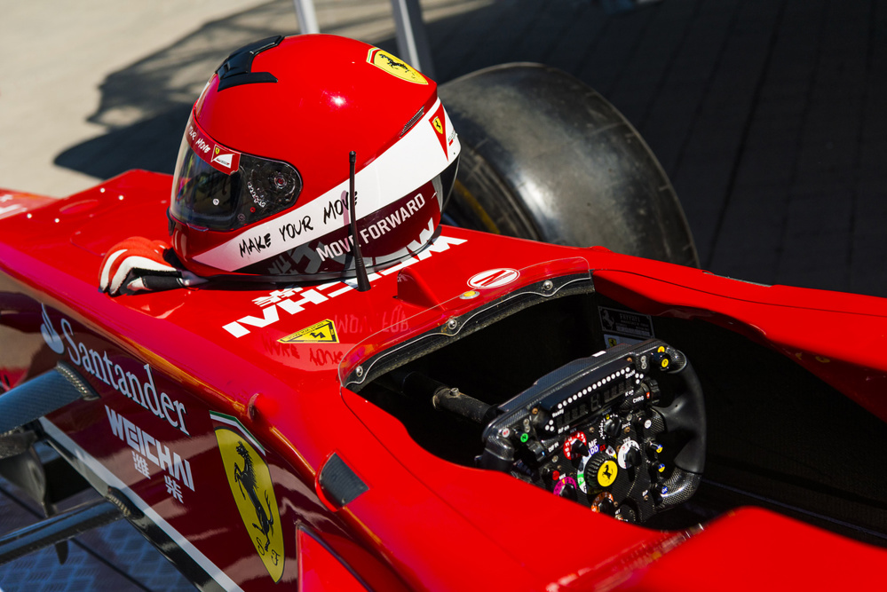 Cockpit of the Ferrari F1 bolide on display