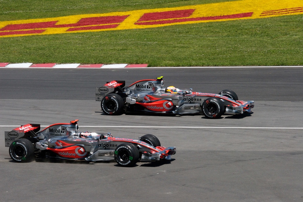 Alonso (left) and Hamilton (right) at the 2007 Canadian Grand Prix